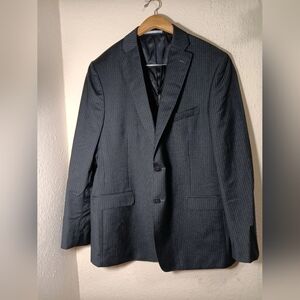 Elegant Charcoal Pinstripe Men's Blazer